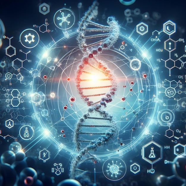 AI de una cadena ciencia dna química biotecnología molécula cromosoma médico