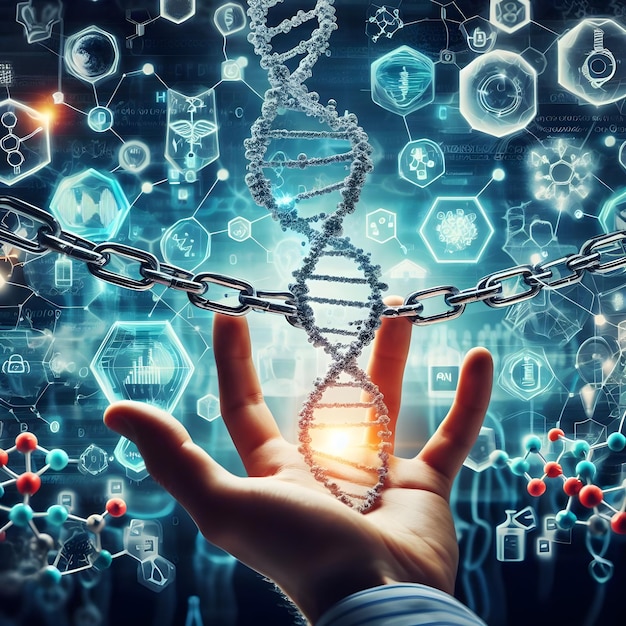 AI de una cadena ciencia dna química biotecnología molécula cromosoma médico