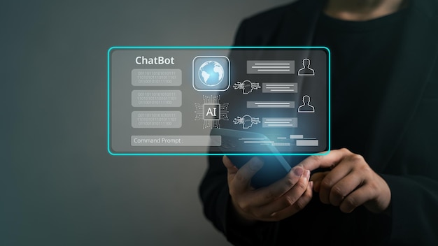 AI Chat bot ChatBot Tecnología y diseño de negocios concepto de aplicación de comunicación de Internet global