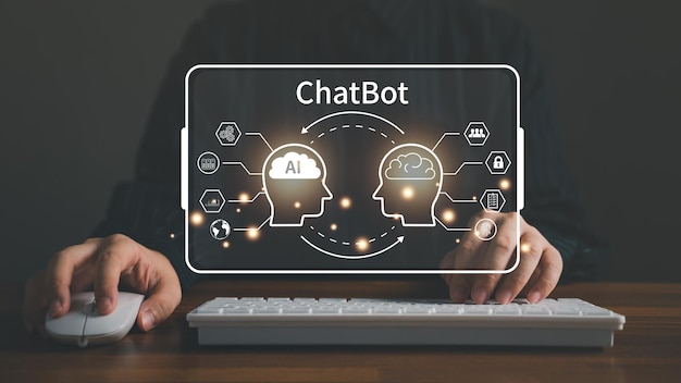 AI Chat bot ChatBot Tecnología y diseño de negocios concepto de aplicación de comunicación de Internet global