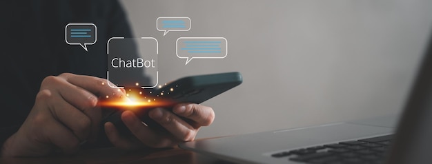 AI Chat bot ChatBot Tecnologia e design de negócios conceito global de aplicativo de comunicação na Internet