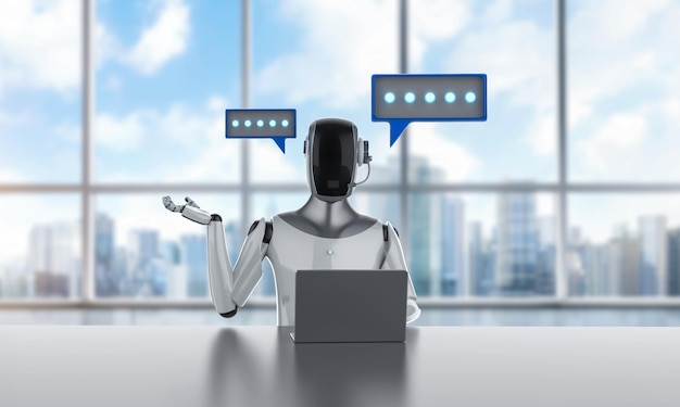 Ai chatbot o asistente personal chat robot con burbuja de habla