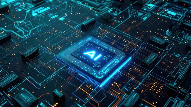 AI Chip Inteligencia artificial Aprendizaje automático de IA y conceptos de tecnologías informáticas modernas