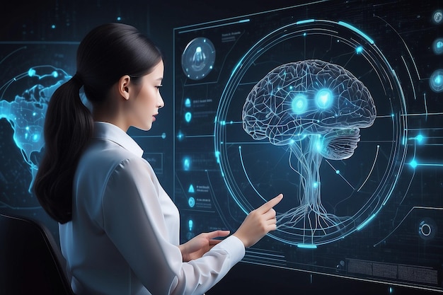 Foto ai concepto de inteligencia artificial aprendizaje profundo gui interfaz gráfica de usuario