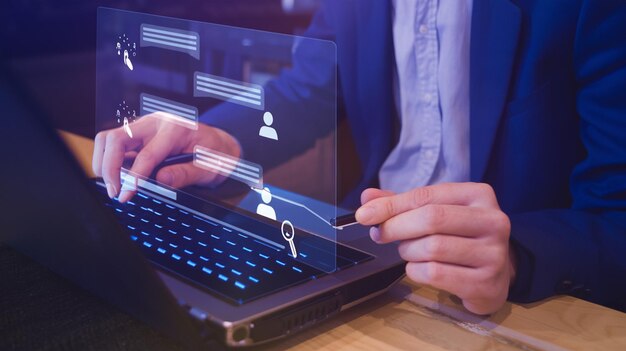 AI concepto de robot inteligente conversación bot inteligencia artificial abierto para los clientes de chat
