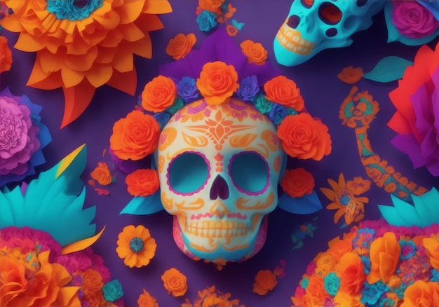 Ai erzeugt Dia de Muertos Tapete