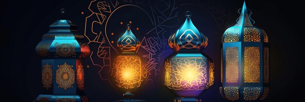 Ai erzeugte einen glänzenden Hintergrund der Ramadan-Laterne