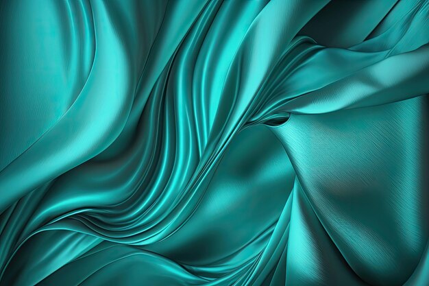 AI erzeugte einen wunderschönen, eleganten blauen Hintergrund aus weichem Seidensatin mit Wellen und Falten