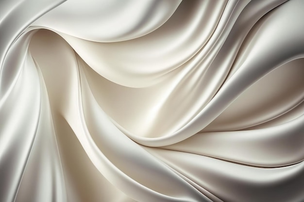 AI erzeugte einen wunderschönen, eleganten, weißen, weichen Seidensatin-Hintergrund mit Wellen und Falten