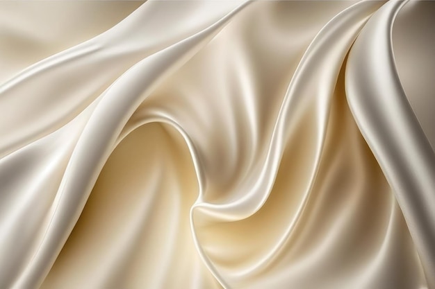 AI erzeugte einen wunderschönen, eleganten, weißen, weichen Seidensatin-Hintergrund mit Wellen und Falten