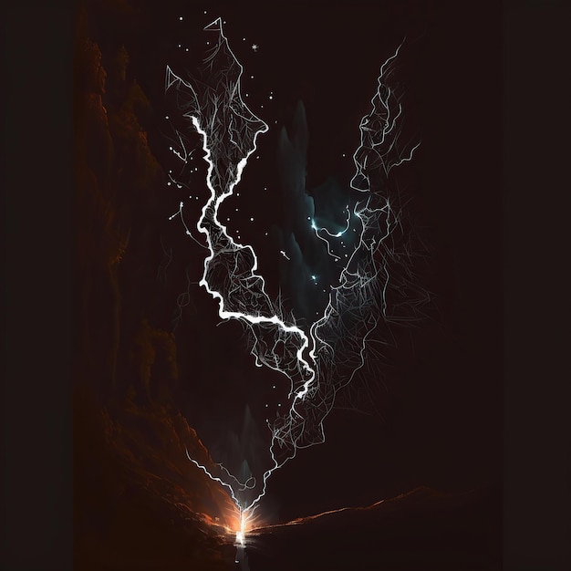 Ai erzeugte Illustrationszusammenfassung des Blitzeinschlags nachts
