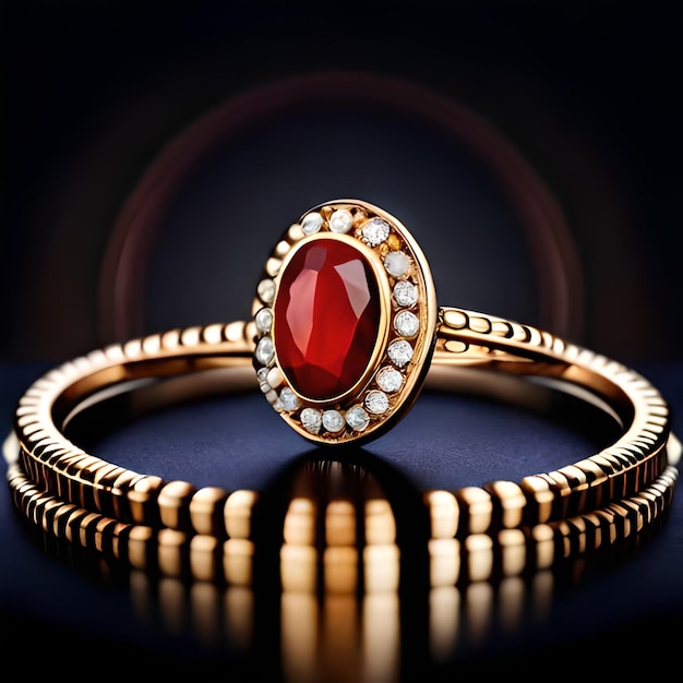 Ai genarated ilustração fotográfica de anel de joias douradas de pedras preciosas coloridas com elementos ornamentais em