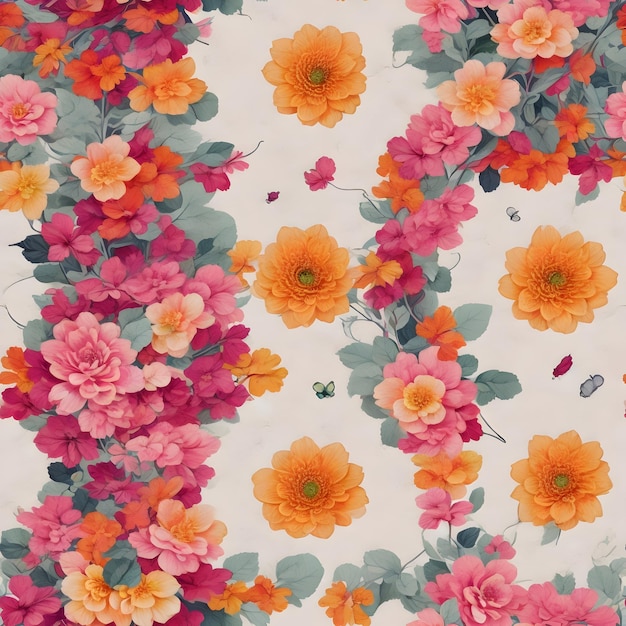 AI genera Patrón floral sin costuras Impresión digital Patrón Diseño textil Impresión digital