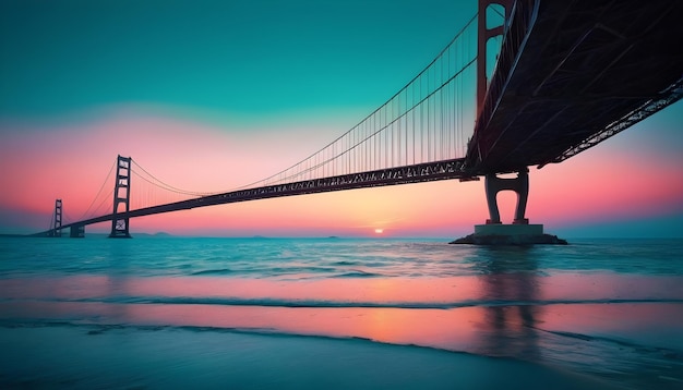 Foto ai generada ai generativa bajo el mar y puente con hermosos colores