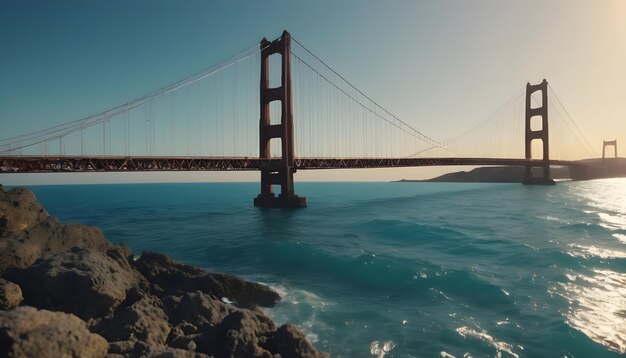 Foto ai generada ai generativa bajo el mar y puente con hermosos colores