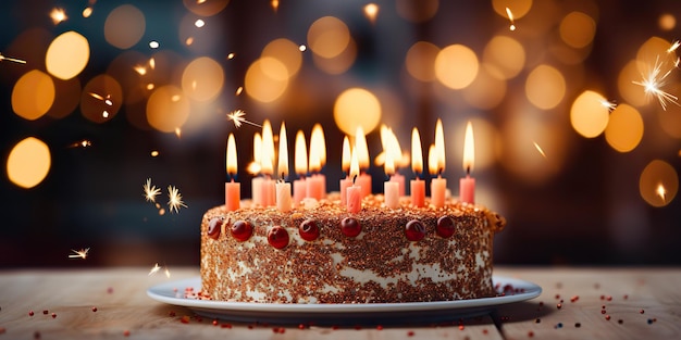 AI generada AI generativa Torta de fiesta de cumpleaños pastel hecho a mano desierto dulce horneado