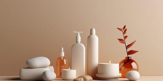 AI generado AI Generative Spa cuidado de la piel cosmetología belleza botella contenedor producto maqueta fondo Arte gráfico Ilustración