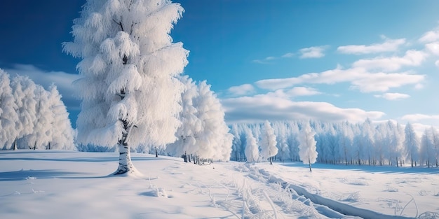 AI generado AI generativo bosque de invierno árbol de invierno jardín de nieve paisaje de parque