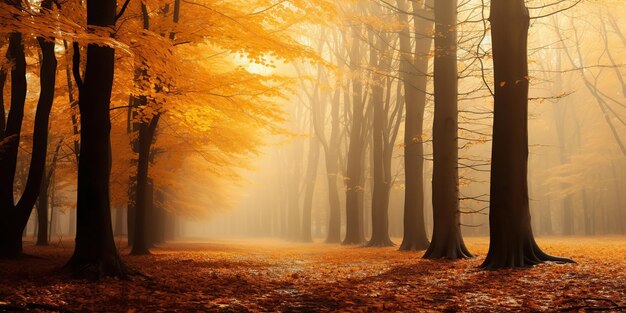 AI generado AI generativo bosque de otoño naturaleza al aire libre naranja amarillo parque paisaje de otoño fondo arte gráfico