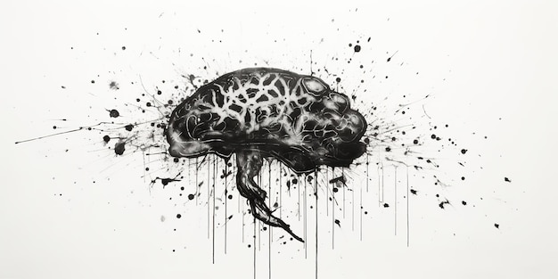 AI generado AI generativo cerebro humano mente órgano tinta boceto graffiti arte de la pared de la calle arte gráfico