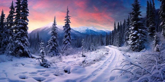 AI generado AI generativo Naturaleza al aire libre selva invierno nieve bosque paisaje de árboles de montaña