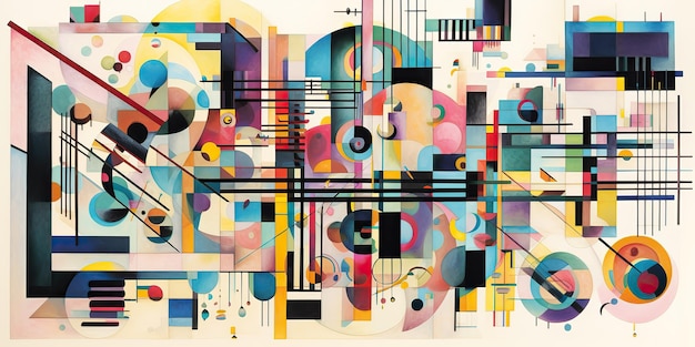 AI Generated AI Generative Abstract vintage retro estética plano de fundo padrão inspirado por wassily kandinsky Pode ser usado como cartaz para decoração de casa Arte Gráfica