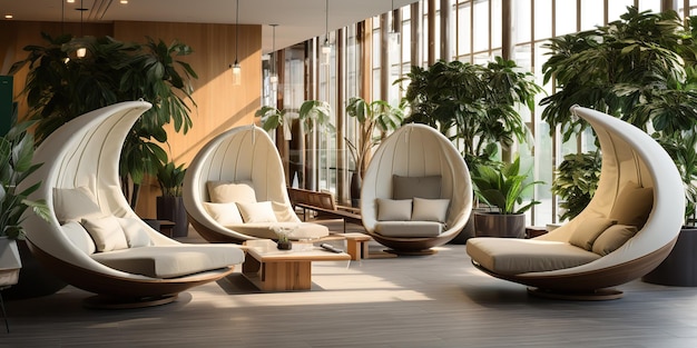 AI Generated AI Generative Architecture room hotel relaxa com cadeiras confortáveis