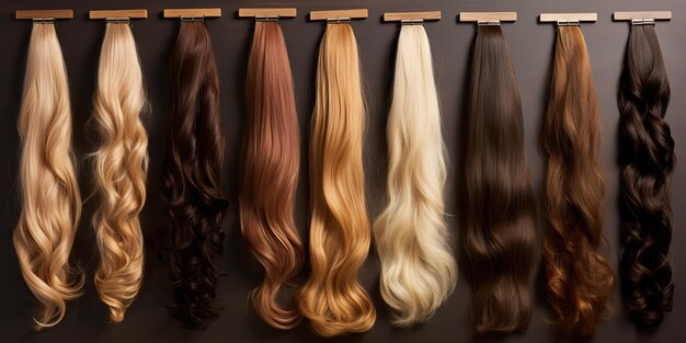 AI Generated AI Generative Beautiful salon maquillaje belleza cabello extensión diferentes colores