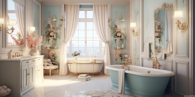 AI Generated AI Generative Beauty luxo chique elegante banheiro spa relax chill hotel férias