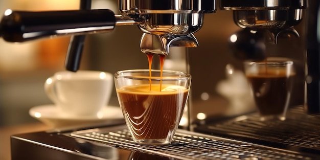 AI Generated AI Generative Coffee espresso máquina de acero barista cafe restaurante Arte gráfico