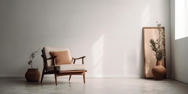 AI Generated AI Generative Decoração de design de sala de estar minimalista com poltrona elegante