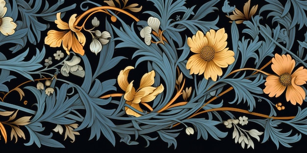 AI Generated AI Generative FLoral flores botânicas folha padrão textura de fundo Arte Gráfica