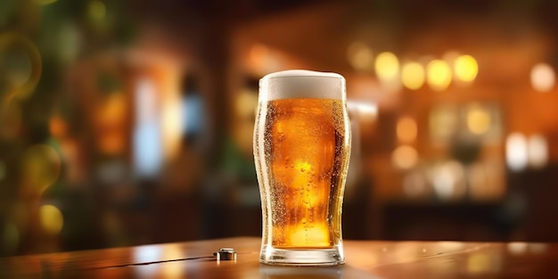 AI Generated AI Generative Fresh draft soplado abeja taza vidrio alcohol ar bar pub mesa