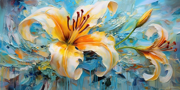 AI Generated AI Generative Hermosa ilustración de pintura al óleo de flor de lirio botánico Estética floral