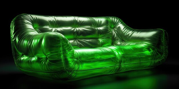 AI Generated AI Generative Moderno sofá verde fluorescente producto futuro diseño minimalista