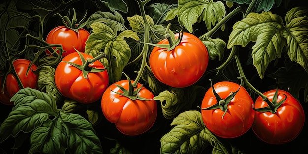 AI Generated AI Generative Muchos tomates frescos rojos cultivo de vegetales Gráfico