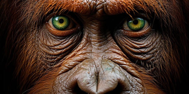 AI Generated AI Generative Orangután cara de mono retrato ojos mirándote