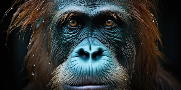 AI Generated AI Generative Orangután cara de mono retrato ojos mirándote