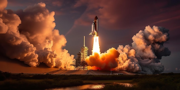 Foto ai generated ai generative photo ilustração realista de foguete lançador da nasa viagem espacial de aventura explorar vibe graphic art