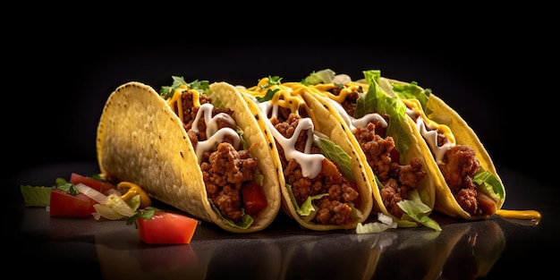 AI Generated AI Generative Photo ilustración de tacos de comida tradicional mexicana para la cena