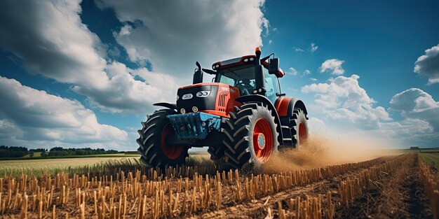 AI Generated AI Generative Tractor máquina cosechadora cosecha campo agricultura Naturaleza al aire libre