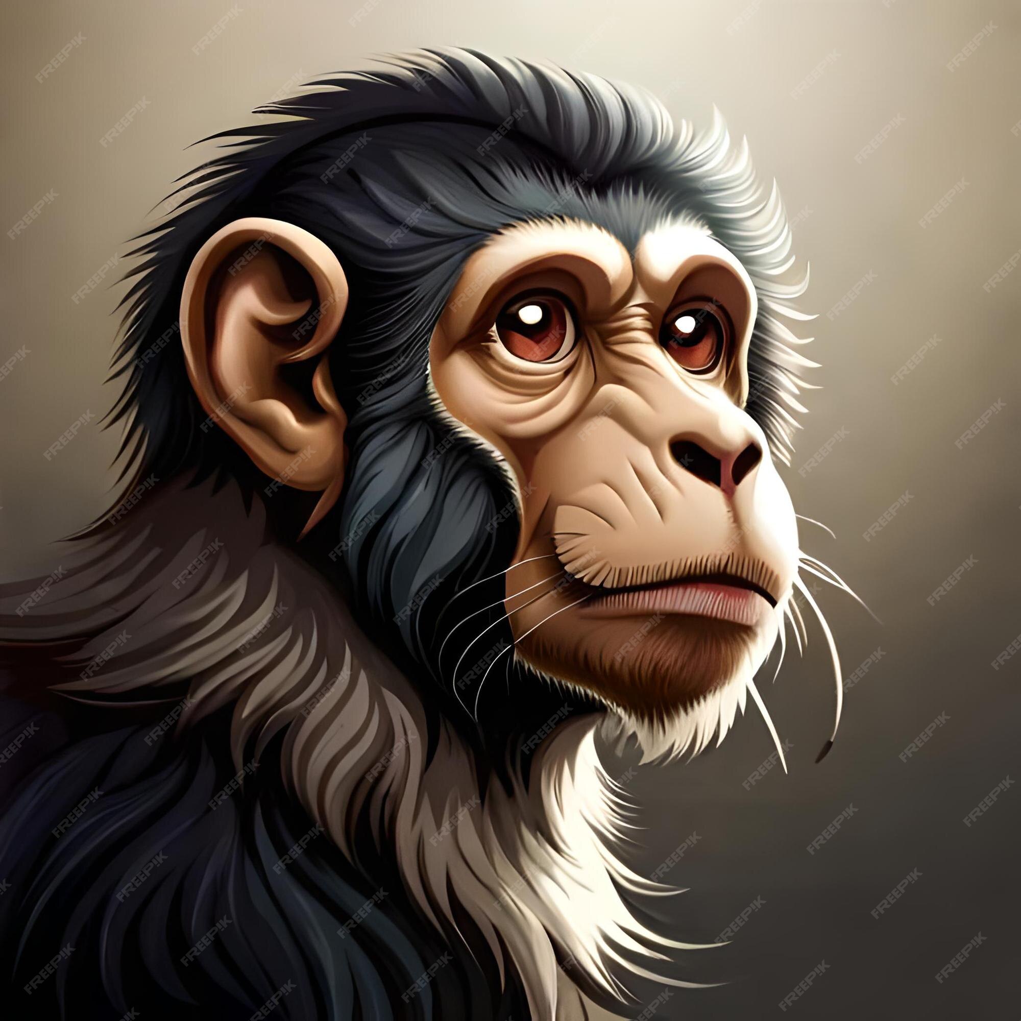 Retrato Realista De Um Macaco Adulto Em Fundo Branco Ilustração Stock -  Ilustração de desenho, multa: 289792362