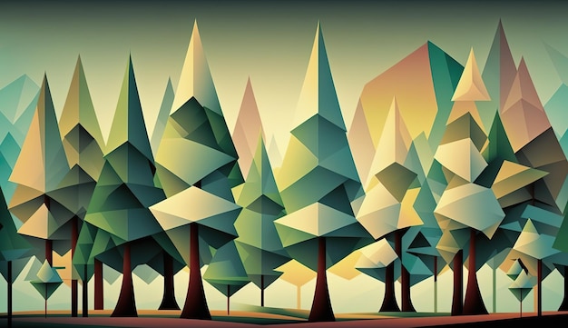 Foto ai generated generative ai low poly patrón de árbol forestal ilustración de arte gráfico inspirada en eco