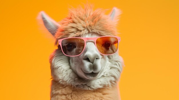 AI generativa Alpacadorable Una elegante alpaca gafas de sol deportivas