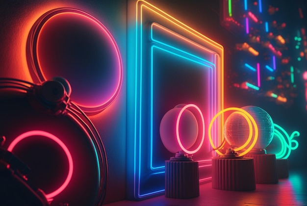 AI generativa de fundo de luz neon realista