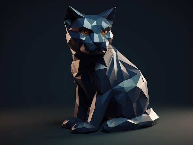 Ai generativa de gato 3d de baixo poli