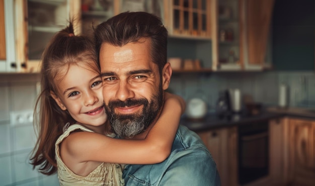 AI generativa Padre e hija abrazando familia amor sonrisa y feliz