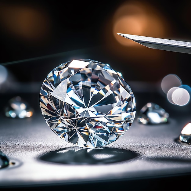 AI generativa Piedra de diamante hermosa en pinzas fabricación de joyas artesanales con herramientas profesionales en judío