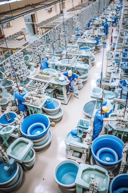 AI generativa Producción de un generador eólico en el piso de la fábrica La foto fue tomada en Rusia