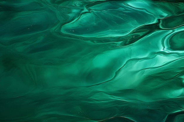 Foto ai generativa textura transparente de la superficie del agua verde oscuro con ondulaciones y salpicaduras